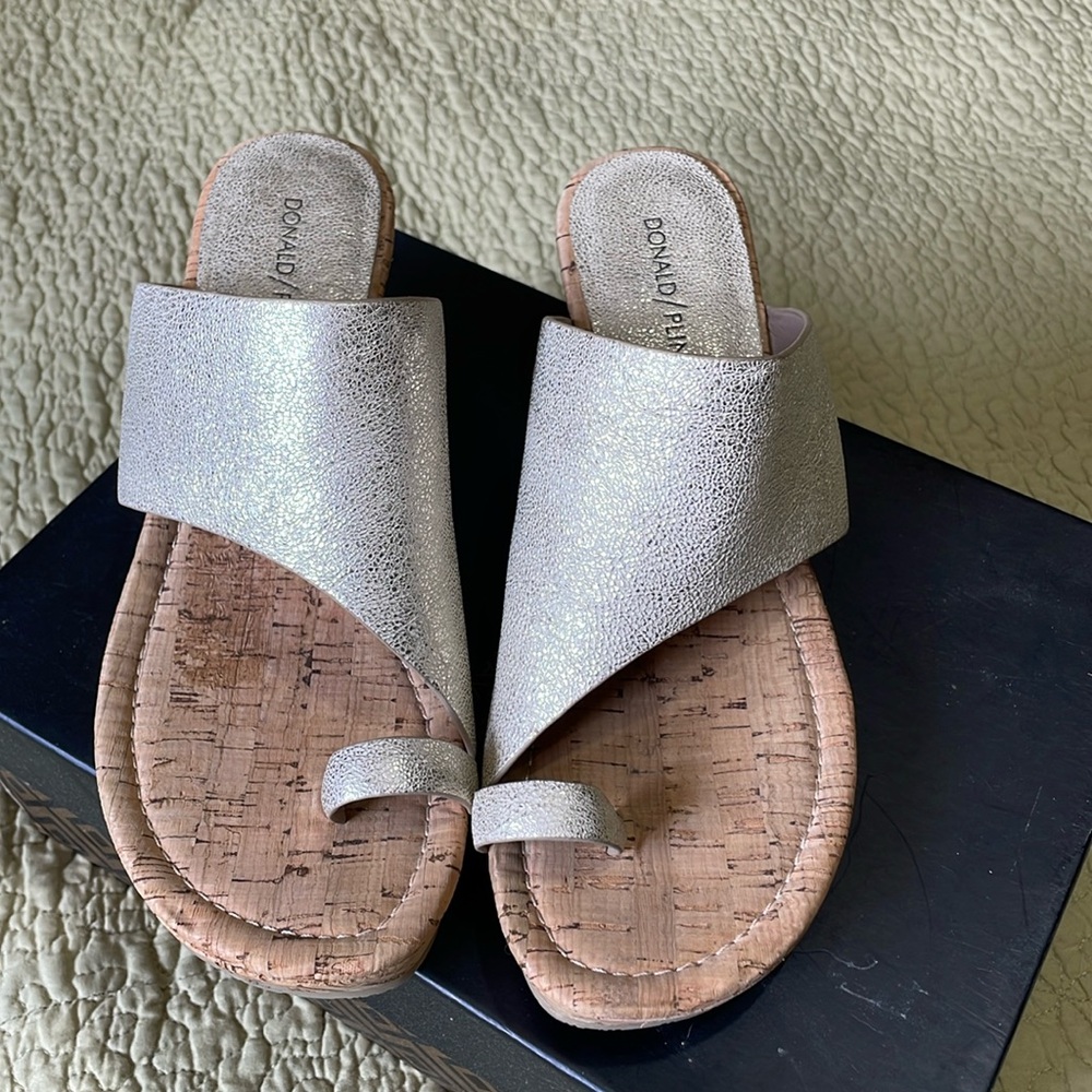 Donald Pliner, silver champagne, wedge sandals